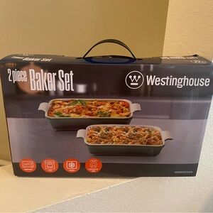 Westinghouse 2 Piece Baker Set.Ceramic Dish. 12 inch and 10.2. Green. New in Box